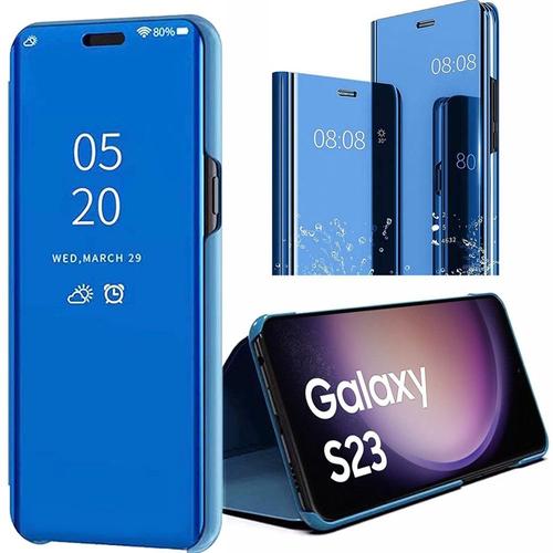 Coque Pour Samsung Galaxy S23 Anti-Choc Effet Miroir Protection Intégrale Bleu Clear View - E.F.Connection