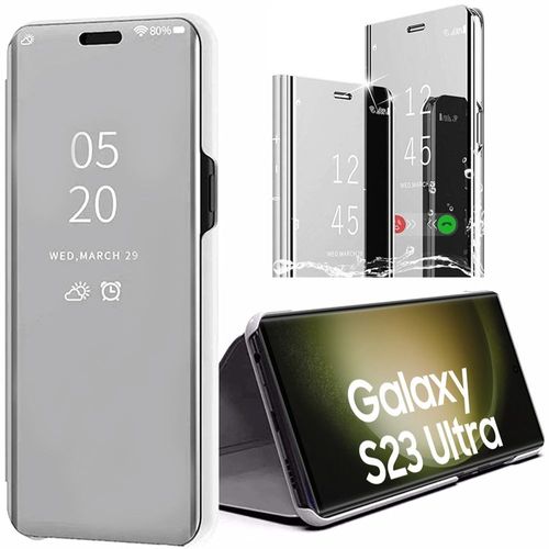 Coque Intégrale Pour Samsung S23 Ultra Protection 360 Clear View Smart Case - Argenté - E.F.Connection