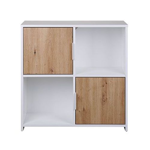 Etagère 2 Portes 77x30x77 Cm Blanc Et Chêne - Pepio