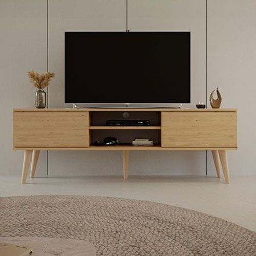 Meuble Tv 2 Portes 160x35x55,2 Cm Chêne - Cisko