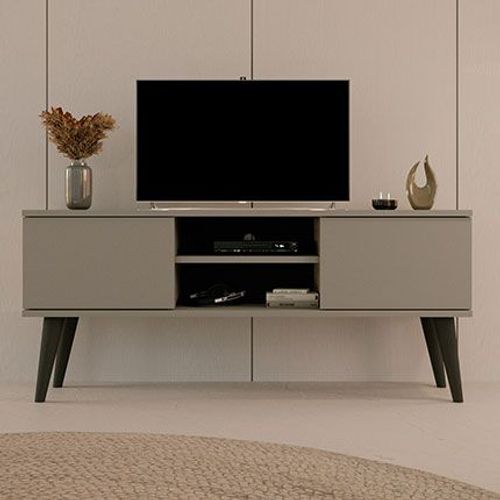 Meuble Tv 2 Portes 120x35x55,2 Cm Gris Et Noir - Cisko