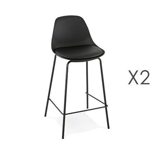 Lot De 2 Tabourets De Bar H65 Cm Noir - Adrya