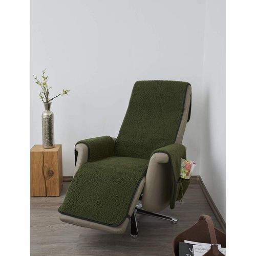 K. & N. Schurwolle Protège-Fauteuil En Laine Vierge Avec Protège-Accoudoir Et Longue Partie Inférieure : 100% Polyester, Vert, Partie Centrale 200 X 50 Cm, Env. 60 X 40 Cm