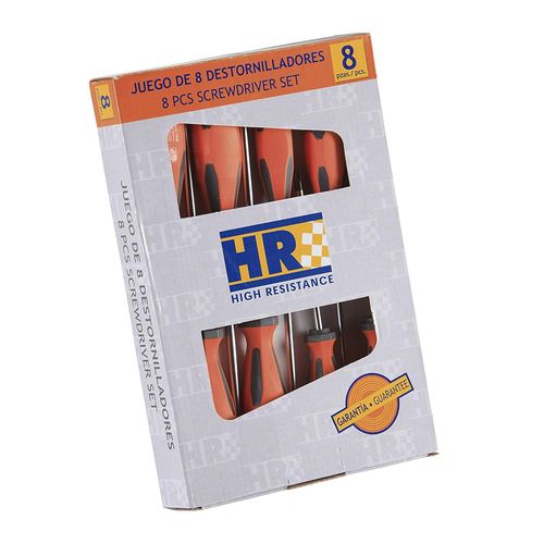 Alyco 170450 ? Jeu de 8 tournevis HR High Resistance manche bimatière en boîte de carton