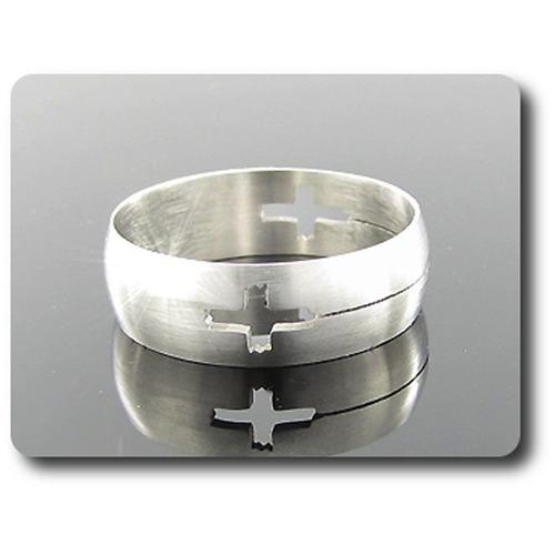 Bague Homme Motif Croix Acier.