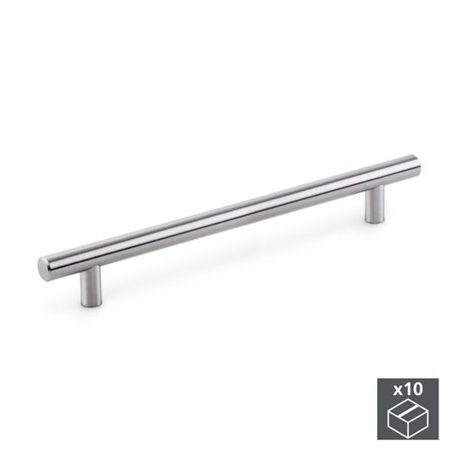 Emuca Poignée pour meuble Orlando, L 178 mm, entraxe 128 mm, Nickel satiné, Acier, 1 lot de 10 unités