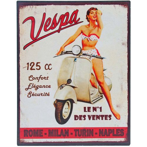 Plaque vintage en métal 22 x 28 cm Vespa