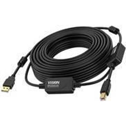 Vision - Câble USB - USB (M) pour USB type B (M) - USB 2.0 - 15 m - rappel actif en ligne - noir