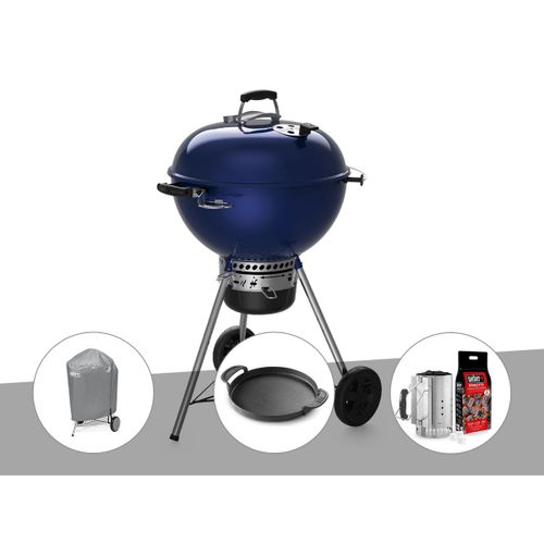 Barbecue à charbon Weber Master-Touch GBS C-5750 57 cm Deep Ocean Blue avec housse + plancha + kit d'allumage