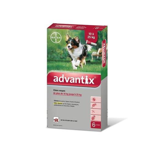 Advantix Chien Moyen 10 À 25 Kg- 6 Pipettes Antiparasitaires 2,5 Ml