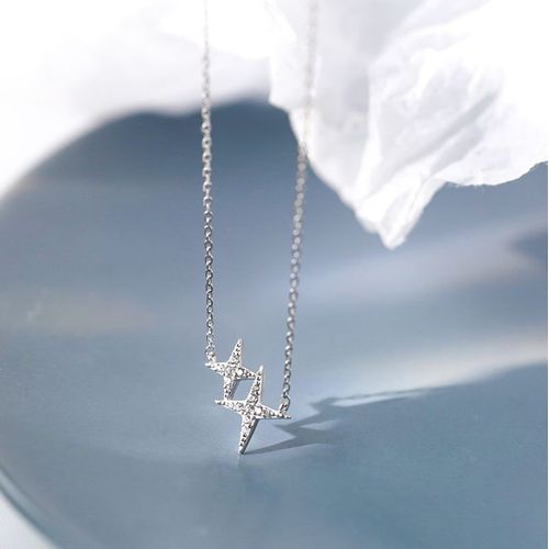 Colliers Et Pendentifs À Breloques En Argent Sterling 925 Pour Femmes, Étoile De Cristal, Bijoux De Déclaration, Dz852