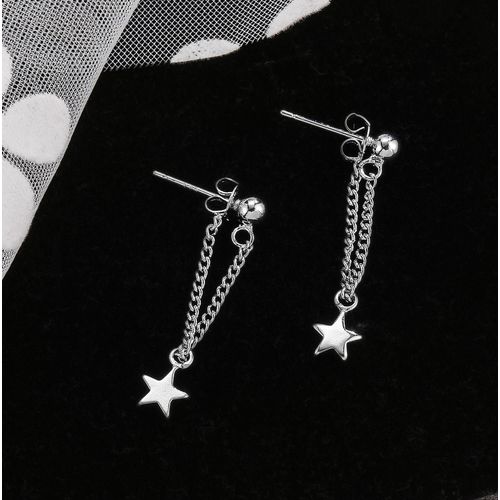 Boucles D'oreilles Avec Pompon En Argent Sterling 925 Pour Femmes, Bijoux À La Mode, Pendants D'oreilles Avec Étoile, Piercing, Eh251