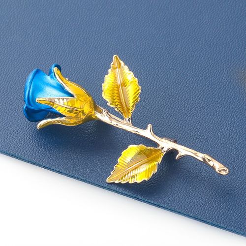 Broche En Métal Avec Peinture En Aérosol, Rose Bleue, Jolie Broche Pour Fille, Accessoires De Fête Sur Le Campus