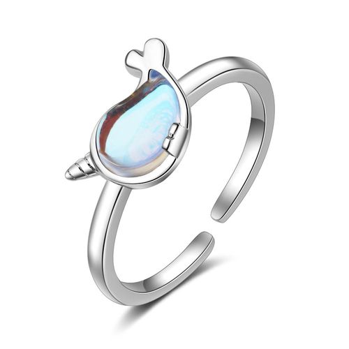 Bague Licorne En Argent Sterling 925 Pour Femmes, Bijoux En Pierre De Lune, Anneau Ouvert Ajustable Simple Pour Dames, Jz563