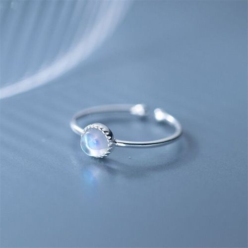 Bague En Argent Sterling 925 Avec Pierre De Lune Ronde Pour Femme Et Fille, Accessoire De Bijoux Rétro Pour Fête D'ouverture, Jz425