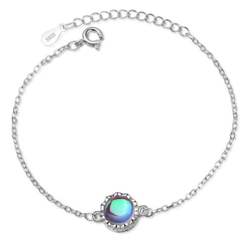 Bracelet Couronne Opale En Argent Sterling 925, Perle Ronde, Bijoux De Mariage Pour Femmes Sl259