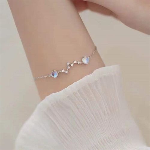 Bracelet En Pierre De Lune En Argent Sterling 925, Perles Rondes, Bijoux De Mariage Pour Femmes Et Filles Sl207