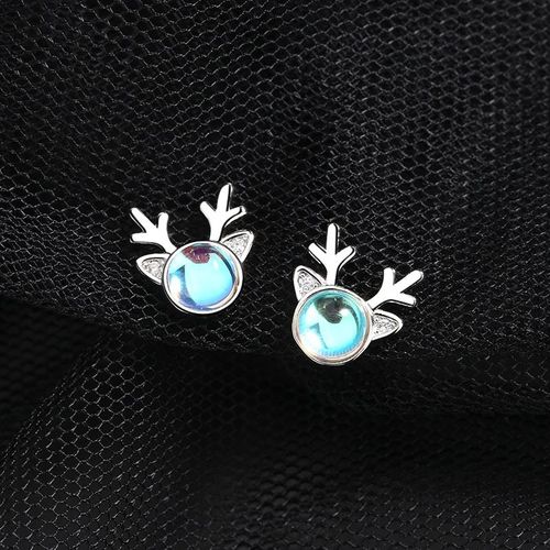 Boucles D'oreilles En Argent Sterling 925 Pour Femmes, Accessoires De Bijoux En Opale De Cerf, À Clous Pour Fête De Noël, Eh1068