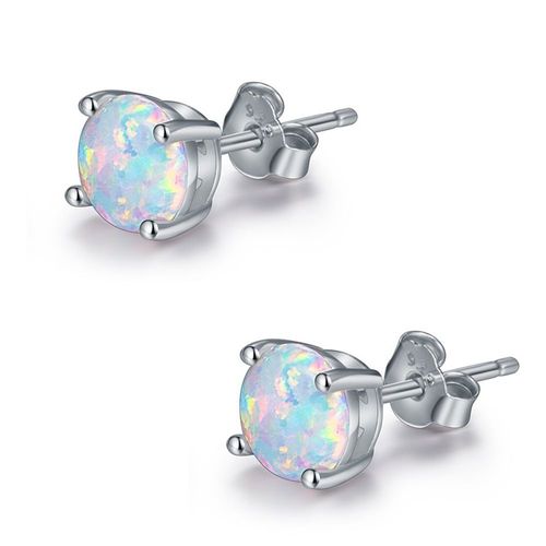Boucles D'oreilles Percées En Opale De Feu Pour Femmes, 6mm, En Argent Sterling 925, Cadeau De Mariage, Bijoux À La Mode, Eh1153