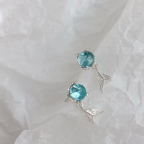 Boucles D'oreilles En Argent Sterling 925 Pour Femmes, Bijoux En Forme De Sirène, Piercing, Cristal, Pour Fête De Mariage, Eh1419