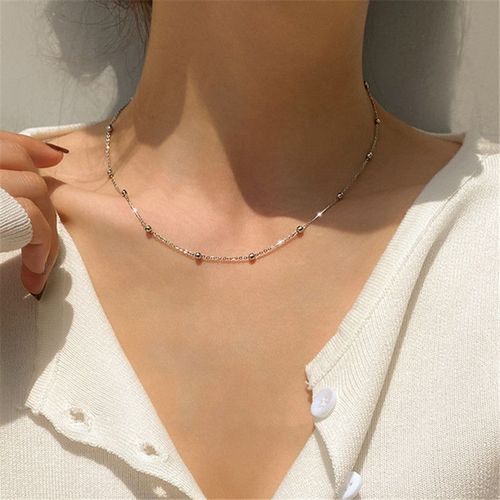 Petits Pendentifs Ronds En Argent Sterling 925, Collier À Maillons, Chaîne Ras Du Cou Brillante, Bijoux Fins Mignons Pour Filles, Vente En Gros