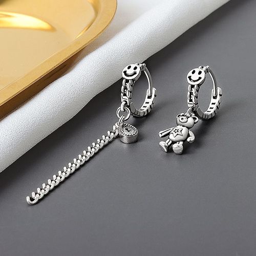 Boucles D'oreilles Punk Vintage En Argent Sterling 925, Piercing Asymétrique, Ours, Cerceau Pour Femmes, Fête De Mariage, Bijoux Eh460