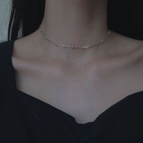 Collier Ras Du Cou En Argent Sterling 925 Pour Femmes, Petite Perle Ronde, Couleur Argent, Vente En Gros, Dz200