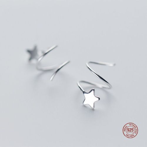 Mini Boucles D'oreilles En Argent Sterling 925, Pentagramme, Os, Étoile, Boucle D'oreille Rotative, Vague, Pour Femmes, Accessoires De Bijoux De Fête