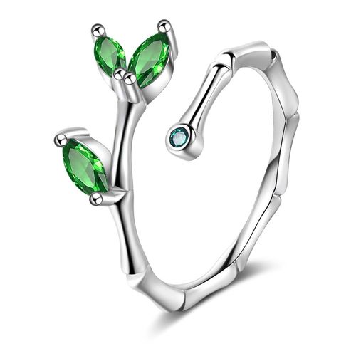 Bagues En Argent Sterling 925 Pour Femmes, Anneaux En Feuille De Cristal Vert, Réglables, Cadeau D'anniversaire, Jz141