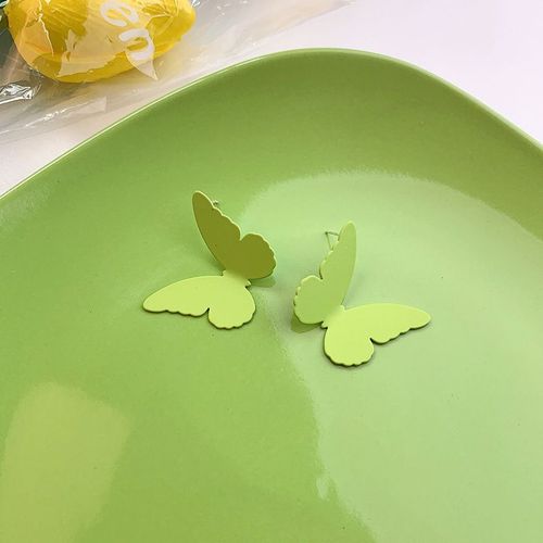 Boucles D'oreilles Géométriques En Métal Vert Matcha Pour Filles, Couleur Avocat, Fleur D'amour, Accessoires De Fête