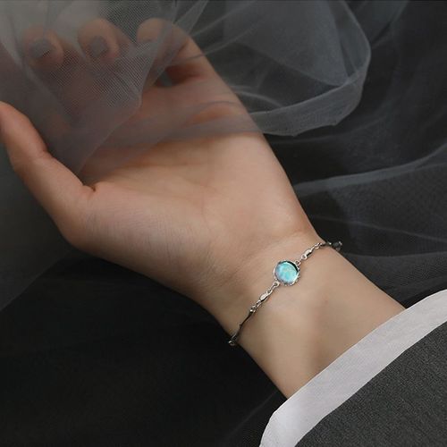 Bracelet À Breloques En Argent Sterling 925 Opale, Perle Ronde, Élégant Pour Femmes, Bijoux De Fête De Mariage, À La Mode, A204