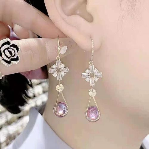 Boucles D'oreilles À Pendentif Violet Pour Femmes, Nouveau Style, Exquis Et Populaire, Long Style, Personnalité, Vintage, Mode, Bijoux