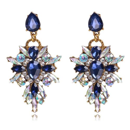 Boucles D'oreilles Longues En Métal Ajouré, Cristaux Colorés Suspendus, Goutte D'eau, Bijoux Fins Pour Femmes, Boucles D'oreilles De Mariage En Strass, Nouvelle Collection