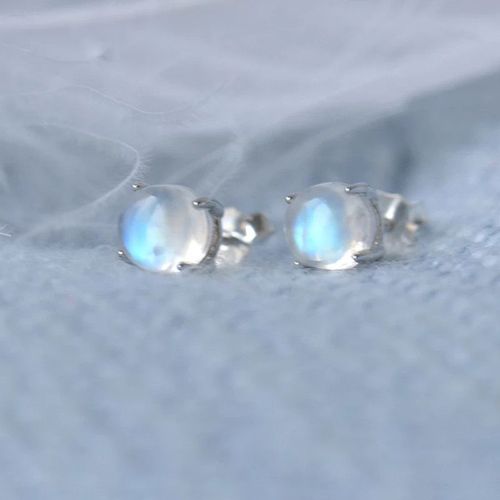 Boucles D'oreilles En Argent Sterling 925 Pour Femme, Bijoux Anti Allergie, Pierre De Lune, Perles Rondes, Accessoires Eh1110