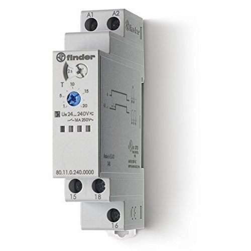 Finder 801102400000PAS Relais temporisé modulaire fonction ai 1RT 16 A de 24 à 240 Vac/dc 0,1 s à 24 h