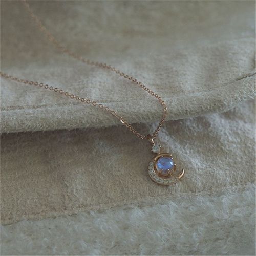 Collier Ras Du Cou En Argent Sterling 925 Avec Pendentif En Pierre De Lune Pour Femmes, Bijoux Coréens, Déclaration De Mariage, Dz587