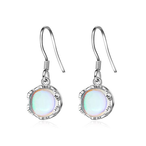 Boucles D'oreilles Rondes En Argent Sterling 925 Pour Femmes, Piercing, Pierre De Lune, Couronne, Bijoux Pendentifs, Eh1440, 2020
