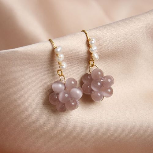 Boucles D'oreilles En Forme De Raisin Violet, Perle, Personnalité Élégante Et Mignonne, Mode Simple Pour Femmes, Accessoire De Fête, Bijoux Pour Femmes