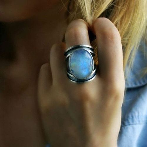Bague En Pierre De Lune Naturelle Pour Femme, Bijoux De Mariage, Jz412