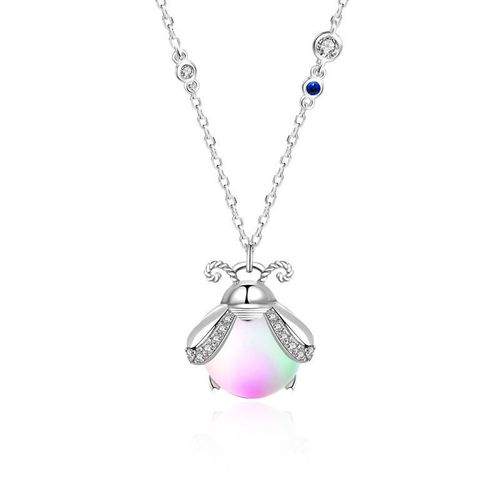 Collier Ras Du Cou En Argent Sterling 925 Pour Femmes, Chaîne À Maillons, Pierre De Lune, Pendentif En Forme D'insecte, Bijou De Mariage, Dz176