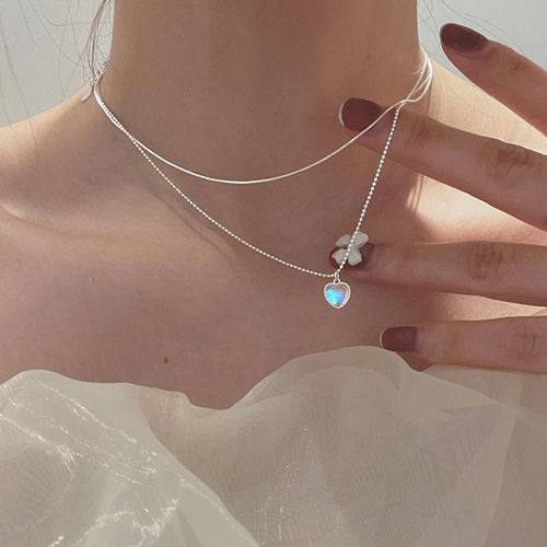 Collier Et Pendentif Ras Du Cou En Argent Sterling 925 Avec Pierre De Lune Pour Femme, Bijou Féminin, Breloque En Forme De C¿Ur, Dz596