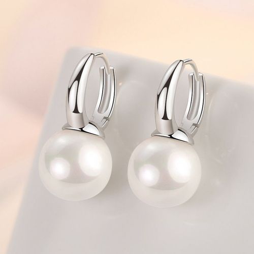 Boucles D'oreilles Piercing En Argent Sterling 925, 12mm, Perles Blanches, Pour Femmes Et Filles, Bijoux Pour Fête De Fiançailles Et Mariage, Eh776