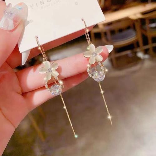 Boucles D'oreilles À Pampilles En Opale Pour Femmes, Strass, Fleurs Exquises, Tendance, Pendantes, Inhabituelles, Bijoux Pour Femmes, 2021