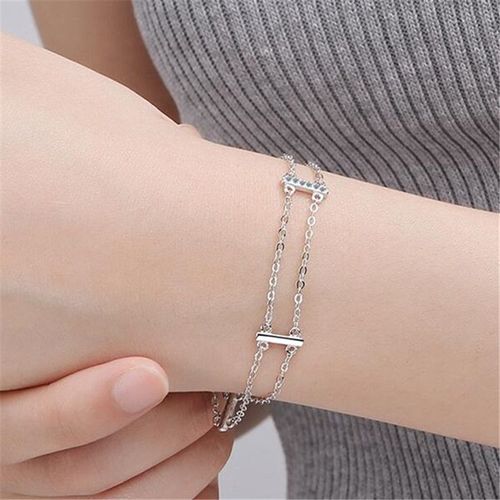 Bracelet À Breloques En Argent Sterling 925 Et Cristal Pour Femmes, Chaîne À Maillons Réglable, Cadeau De Mariage Sl384