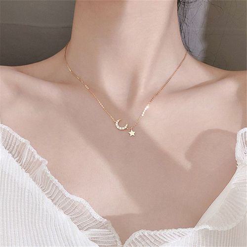 Collier Ras Du Cou En Argent Sterling 925 Avec Étoile Et Lune Pour Femmes, Bijoux De Fête De Mariage, Déclaration, Dz824