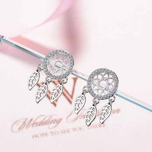 Parure De Bijoux En Argent Sterling 925, Collier Et Boucles D'oreilles En Forme D'attrape Rêve, Ensemble De Bijoux Pour Femmes Et Filles, Dz461