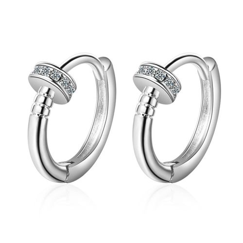 Boucles D'oreilles Rondes En Argent Sterling 925 Pour Femmes, Bijoux Pendant, Piercing, Cristal, Eh539, 2020