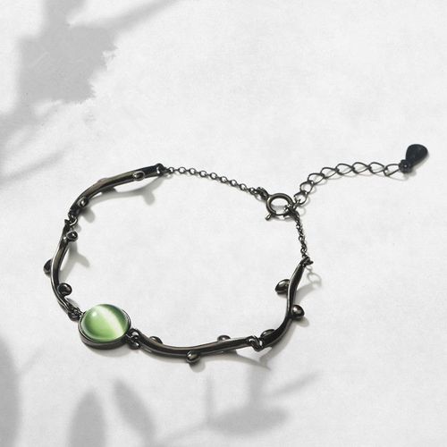 Bracelet À Breloques Ajustable En Argent Sterling 925 Pour Femmes, Perle Ronde, Feuille Noire, Élégant, Bijoux À La Mode, Sl239