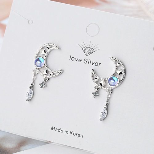 Collier Et Pendentif En Argent Sterling 925 Avec Pierre De Lune Pour Femmes Et Filles, Bijoux De Déclaration, Dz848