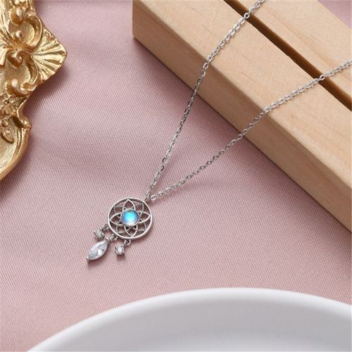 Collier Ras Du Cou En Argent Sterling 925 Pour Femmes, Chaîne À Maillons, Pompon, Pierre De Lune, Plume, Déclaration De Mariage, Bijoux Dz458, Pendentif À Breloque